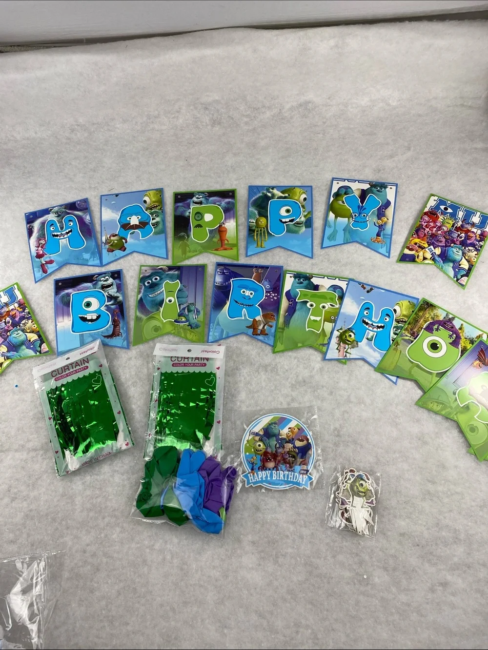 Monsters inc Birthday Banner Party Kit - Blue & Green